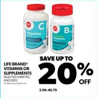 Real Canadian Superstore LIFE BRAND VITAMINS OR SUPPLEMENTS offer