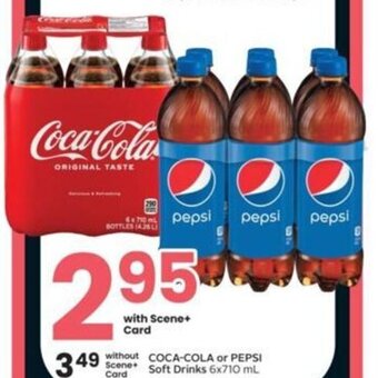 Sobeys COCA-COLA or PEPSI Soft Drinks 6x710 mL offer