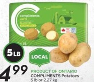 Sobeys COMPLIMENTS Potatoes 5 lb or 2.27 kg offer