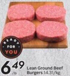 Sobeys Lean Ground Beef Burgers offer