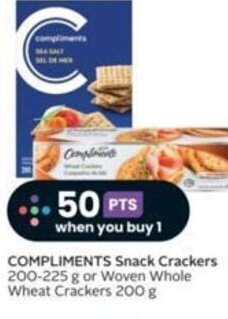Sobeys COMPLIMENTS Snack Crackers 200-225 g or Woven Whole Wheat Crackers 200 g offer