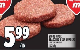 Metro STORE MADE SEASONED BEEF BURGERS offer