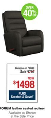 La Z Boy Forum leather seated recliner offer