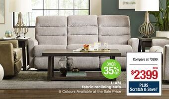 La Z Boy Liam fabric reclining sofa offer
