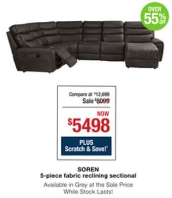 La Z Boy Soren 5-piece fabric reclining sectional offer
