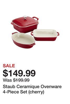 TSC Stores Staub ceramique ovenware 4-piece set (cherry) offer