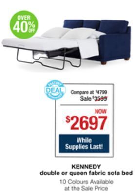 La Z Boy Kennedy double or queen fabric sofa bed offer