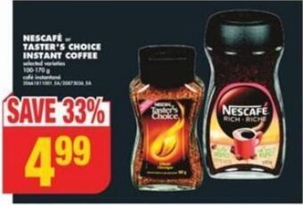 No Frills NESCAFE or TASTER'S CHOICE INSTANT COFFEE offer