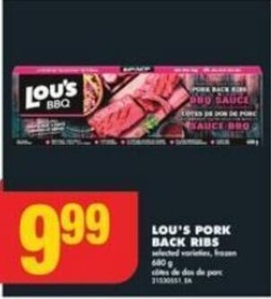 No Frills LOU'S PORK BACK RIBS offer