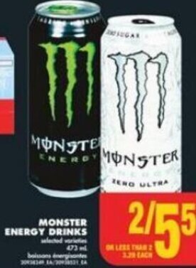 No Frills MONSTER ENERGY DRINKS offer