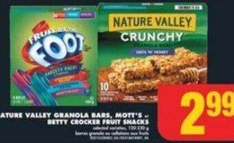 No Frills NATURE VALLEY GRANOLA BARS, MOTT'S or BETTY CROCKER FRUIT SNACKS offer