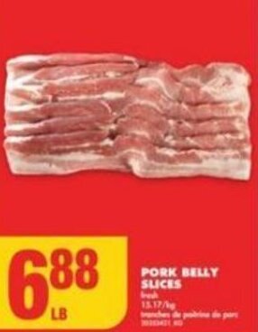 No Frills PORK BELLY SLICES offer