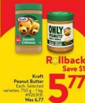 Walmart Kraft Peanut Butter 750 g-1 kg. offer