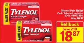 Walmart Tylenol Pain Relief 200's offer