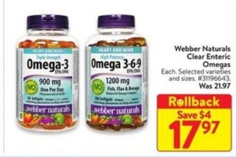Walmart Webber Naturals Clear Enteric Omegas offer