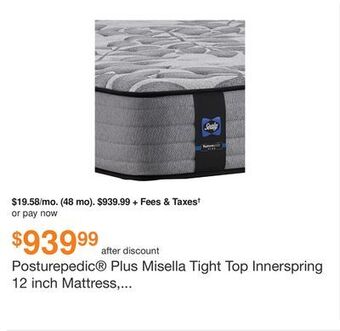 Ashley Furniture Posturepedic plus misella tight top innerspring 12 inch mattress, size: queen by sealy offer