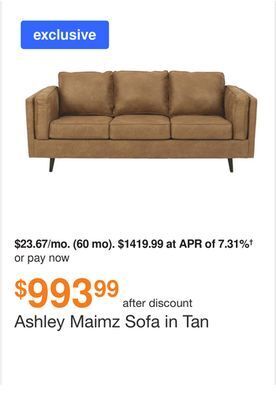 Ashley Furniture Ashley maimz sofa in tan offer