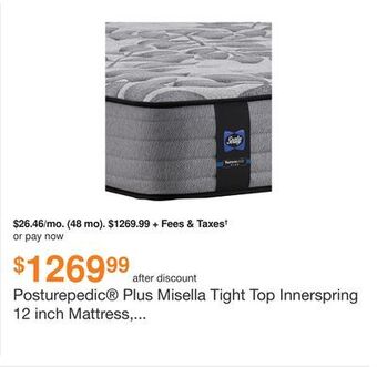 Ashley Furniture Posturepedic plus misella tight top innerspring 12 inch mattress, size: king by sealy offer