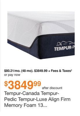 Ashley Furniture Tempur-canada tempur-pedic tempur-luxe align firm memory foam 13 inch mattress, size: queen offer