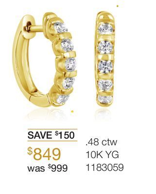 Charm Diamond 10k yellow gold diamond hoops 0.48ctw offer