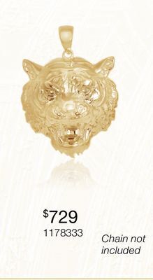 Charm Diamond 10k yellow gold tiger pendant offer