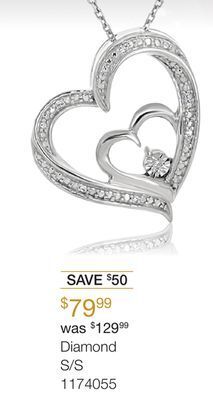 Charm Diamond Sterling silver diamond heart pendant offer