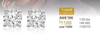Charm Diamond 14k white gold 1.00ctw diamond earrings offer