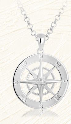 Charm Diamond Sterling silver 22 nautical compass offer