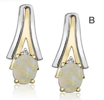 Charm Diamond 10k white & yellow gold opal & 0.01ctw diamond earring offer