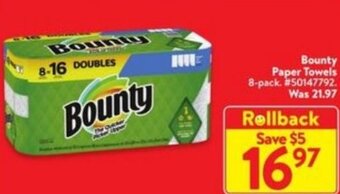 Walmart Bounty Paper Towels 8-pack. offer
