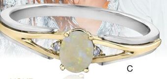 Charm Diamond 10k white & yellow gold opal & 0.015ctw diamond ring offer