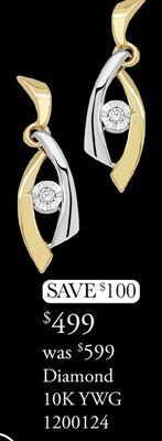 Charm Diamond Glacier fire 10k yellow and white gold canadian 0.05ctw diamond dangle earrings offer