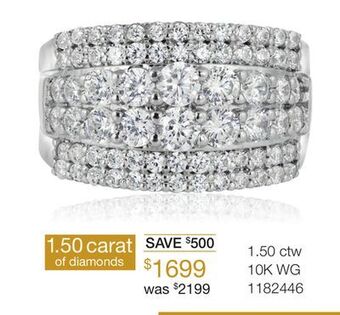 Charm Diamond 10k white gold multi-row 1.50ctw diamond band offer