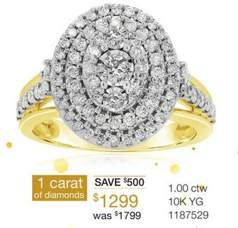 Charm Diamond 10k yellow gold 1.00ctw diamond oval shaped fashion ring offer