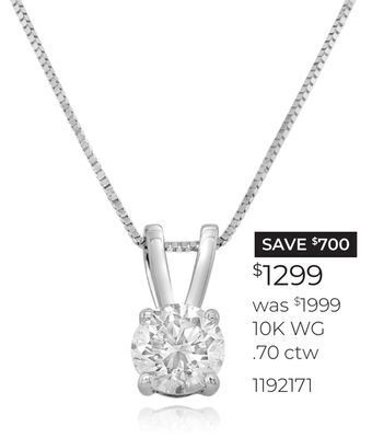 Charm Diamond New brilliance 10k white gold lab grown 0.70ct diamond pendant offer