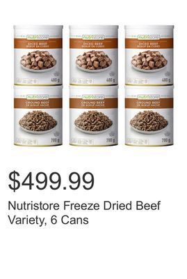 Costco Nutristore freeze dried beef variety, 6 cans offer