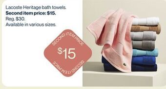 Lacoste heritage bath towels
