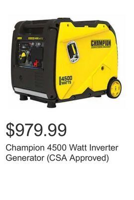 Costco Champion 4500 watt inverter generator (csa approved) offer