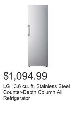 Costco Lg 13.6 cu. ft. stainless steel counter-depth column all refrigerator offer