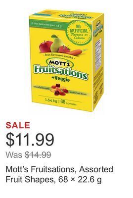 Costco Mott's fruitsations, assorted fruit shapes, 68 × 22.6 g offer