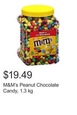 Costco M&m's peanut chocolate candy, 1.3 kg offer