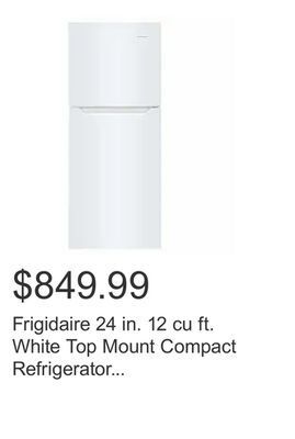 Costco Frigidaire 24 in. 12 cu ft. white top mount compact refrigerator with spacewise adjustable glass shelving offer