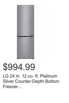 Costco Lg 24 in. 12 cu. ft. platinum silver counter-depth bottom freezer refrigerator with door cooling+ system offer