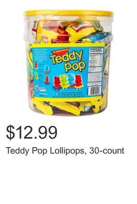 Costco Teddy pop lollipops, 30-count offer