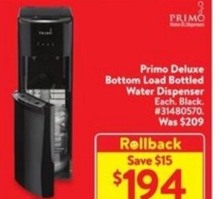 Walmart Primo Deluxe Bottom Load Bottled Water Dispenser offer