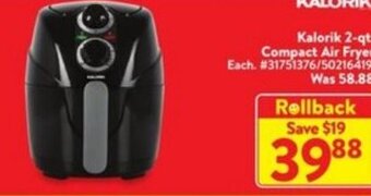 Walmart Kalorik 2-qt. Compact Air Fryer offer