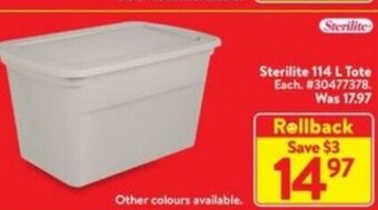 Walmart Sterilite 114 L Tote offer
