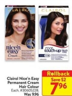 Walmart Clairol Nice'n Easy Permanent Cream offer