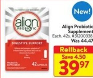Walmart Align Probiotic Supplement offer