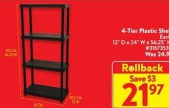 Walmart 4-Tier Plastic Shelf offer